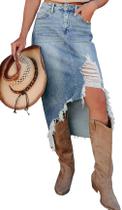 Saia jeans Maxi Pinclodly Jean para mulheres de cintura alta Y2K