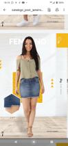Saia jeans, meia cocha desfiada