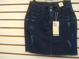 Saia jeans meia cocha desfiada Saia jeans meia cocha desfiada