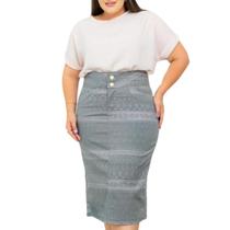 Saia Jeans Midi Cintura Alta Super moda Evangelica
