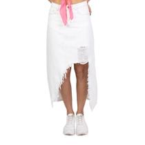 Saia Jeans Midi Destroyed Ultra Clara Lady Rock