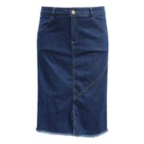 Saia Jeans Midi Moda Evangélica Plus Size Ref117