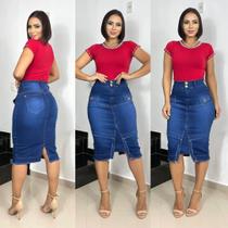 Saia jeans midi moda evangélica - Tam.38