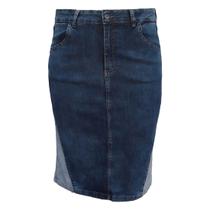 Saia Jeans Midi Nesgas Laterais Moda Evangélica Plus Size