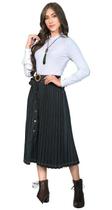 Saia Jeans Midi Plissada Sorenzza Saia Jeans Midi Plissada Sorenzza