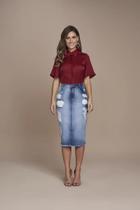 Saia jeans midi titanium ref:25399