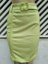 Saia jeans midi verde lima cintura alta c/cinto e elastano 188 linda
