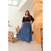 Saia Jeans Molinho Plus Size com Elástico Conforto e Estilo