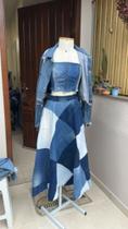 Saia jeans Patchwork