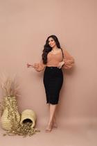 Saia Jeans Preta Com Lycra Cintura Alta Detalhe de Ziper Na frente Moda Evangélica Cristã Luxo Saia Social Saia Jeans Preta Com Lycra Cintura Alta Detalhe de Ziper Na frente Moda Evangélica Cristã Luxo Saia Social