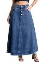 Saia Jeans Sawary Midi - 281590 - Azul médio 40