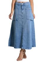 Saia Jeans Sawary Midi - 283216 AZUL 36 Saia Jeans Sawary Midi - 283216 AZUL 36