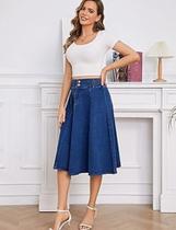 Saia jeans super midi feminino -Tamanho M