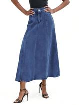 Saia jeans utcoco feminina elástica de cintura alta em linha A