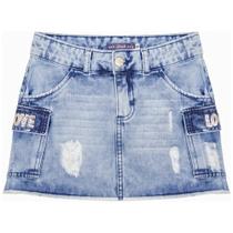Saia Juvenil Look Jeans Bolso Cargo Jeans Saia Juvenil Look Jeans Bolso Cargo Jeans