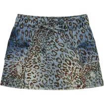 Saia Juvenil Look Jeans c/ Bolsos Animal Print Jeans - UNICA - 12 Saia Juvenil Look Jeans c/ Bolsos Animal Print Jeans - UNICA - 12