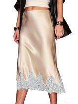 Saia KateModa, saia midi feminina de cetim, cintura alta, seda Saia KateModa, saia midi feminina de cetim, cintura alta, seda