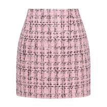 Saia Kinghua Tweed Xadrez Mini Outono Inverno de Cintura Alta GG