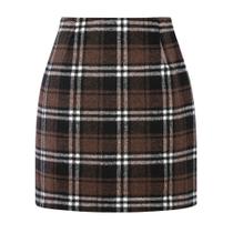Saia Kinghua Wool 2023, lápis de cintura alta, tartan, para mulheres