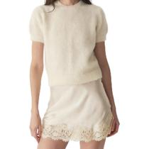 Saia KMBANGI Lace Satin Mini Y2K Low Rise Bodycon para mulheres