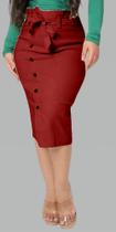 Saia Lápis Midi Moda Evangelica com Laço e Ziper de Bengaline Saia Lápis Midi Moda Evangelica com Laço e Ziper de Bengaline