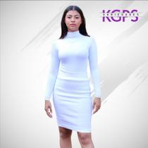 Saia Lápis Mídy Basica Elegante Tecido Bengaline - Branca Saia Lápis Mídy Basica Elegante Tecido Bengaline - Branca