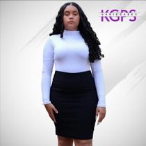 Saia Lápis Mídy Basica Elegante Tecido Bengaline Plus Size - Preta