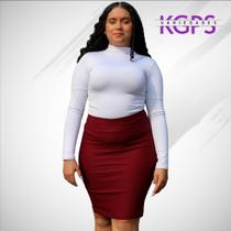 Saia Lápis Mídy Basica Elegante Tecido Bengaline Plus Size - Vinho Marsala Saia Lápis Mídy Basica Elegante Tecido Bengaline Plus Size - Vinho Marsala