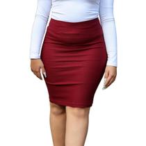 Saia Lápis Mídy Basica Elegante Tecido Bengaline Plus Size - Vinho Marsala Saia Lápis Mídy Basica Elegante Tecido Bengaline Plus Size - Vinho Marsala