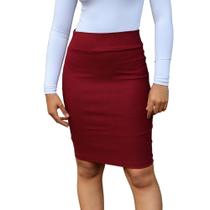 Saia Lápis Mídy Basica Elegante Tecido Bengaline - Vinho Marsala Saia Lápis Mídy Basica Elegante Tecido Bengaline - Vinho Marsala
