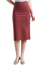 Saia lápis ZXIHZF Classic Below Knee para mulheres Rust