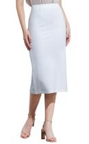 Saia lápis ZXIHZF clássica abaixo do joelho para mulheres branca