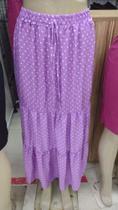 Saia lilas longa com bolinhas
