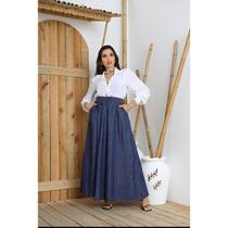Saia Lisa Longa Jeans Saia Lisa Longa Jeans