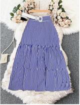Saia Listrada Azul e Branco 3 Marias Midi Casual Evangelica Saia Listrada Azul e Branco 3 Marias Midi Casual Evangelica