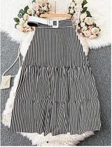 Saia Listrada Azul e Branco 3 Marias Midi Casual Evangelica Saia Listrada Azul e Branco 3 Marias Midi Casual Evangelica