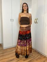 Saia longa 3 marias em viscose com crochê estampado tamanho p/m Saia longa 3 marias em viscose com crochê estampado tamanho p/m