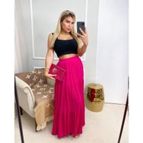 Saia Longa Babado Camadas Animal Print Saia Longa Babado Camadas Animal Print