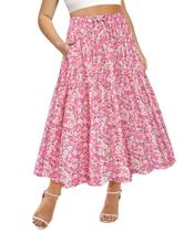 Saia longa CARCOS plus size floral rosa boho 3XL Saia longa CARCOS plus size floral rosa boho 3XL