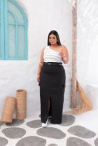 Saia Longa Cargo Bolso Plus Size Moda Feminina Tamanho Extra Grande Especial 46 48 50