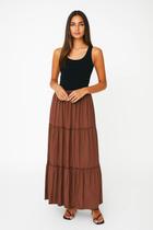 Saia Longa Casual Elegante Linho Cintura Alta Confortável Verão Moderna Moda Evangélica Babado Básica