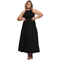 Saia Longa Cintura Alta Plus Size Alfaiataria Bolso e Ziper Saia Longa Cintura Alta Plus Size Alfaiataria Bolso e Ziper