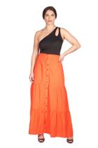 Saia Longa Com Babado E Botão Moda Verão Ref. 15461 Saia Longa Com Babado E Botão Moda Verão Ref. 15461