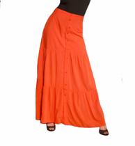 Saia Longa Com Babado E Botão Moda Verão Ref. 15461 Saia Longa Com Babado E Botão Moda Verão Ref. 15461