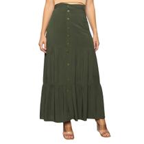 Saia Longa Com Babado E Botão Tecido Premium Tendência Saia Longa Com Babado E Botão Tecido Premium Tendência