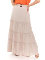 Saia Longa Com Babado Viscolinho Premium Tendência Blogueira Saia Longa Com Babado Viscolinho Premium Tendência Blogueira