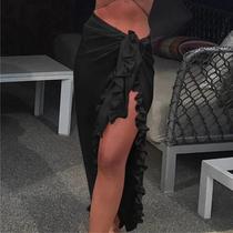 Saia Longa Com Babados Em 5 Cores Para Mulheres, Vestido De Praia De Verão Com Proteção Solar Saia Longa Com Babados Em 5 Cores Para Mulheres, Vestido De Praia De Verão Com Proteção Solar