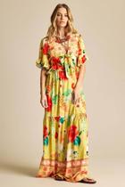 Saia Longa Com Elástico Na Cintura Amarelo Estampado Yacamim A7 Saia Longa Com Elástico Na Cintura Amarelo Estampado Yacamim A7