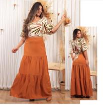 Saia longa cor telha 100%viscose