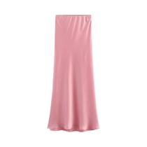Saia Longa De Cetim Elegante De Cintura Alta Para Mulheres, Saia Reta Sedosa Estilo Vintage Moda